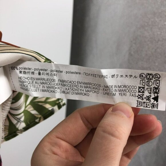 Zara floral botanical garden print ivory white V neck blouse  2/3 sleeves - Picture 8 of 14